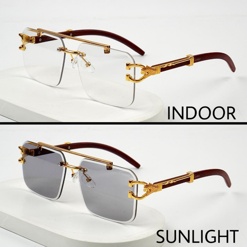 Cheetah Transition Black- Rimless Sunglasses For Men