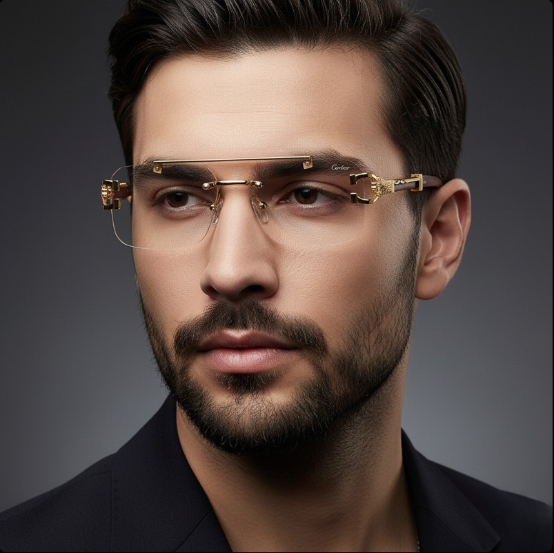 Cheetah Transition Black- Rimless Sunglasses For Men